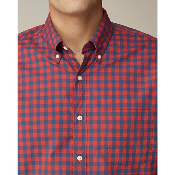 J. Crew Secret Wash Shirt Slim Fit Men’s XL Blue Red Plaid Button Down Stretch - Picture 5 of 14